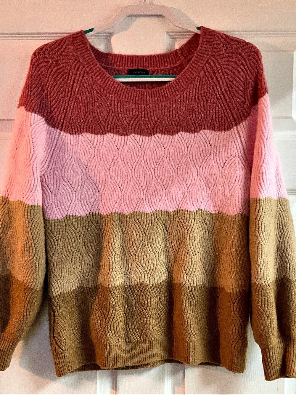 Talbots Color Block Cable Knit Sweater Size Medium